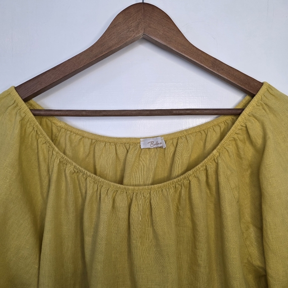 Bellambra Linen Peasant Top – Size M – Mustard Yellow - Picture 2 of 5